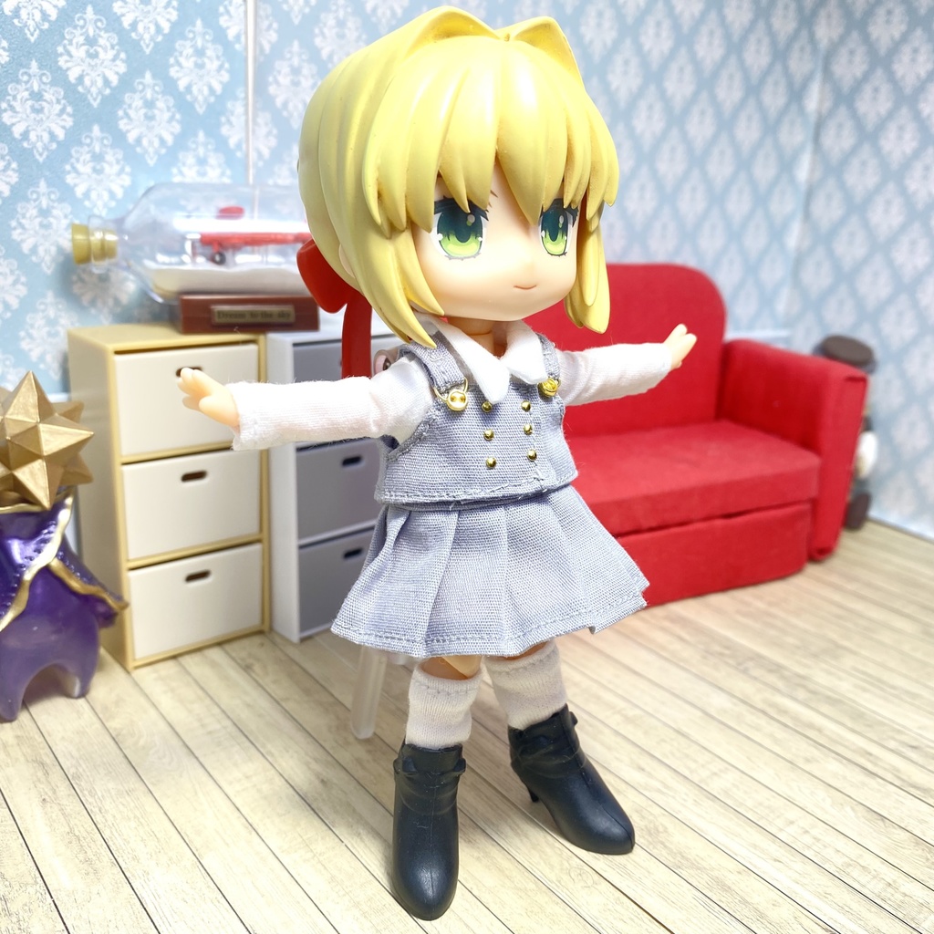 シャツ＆セットアップスカート（グレー）セット