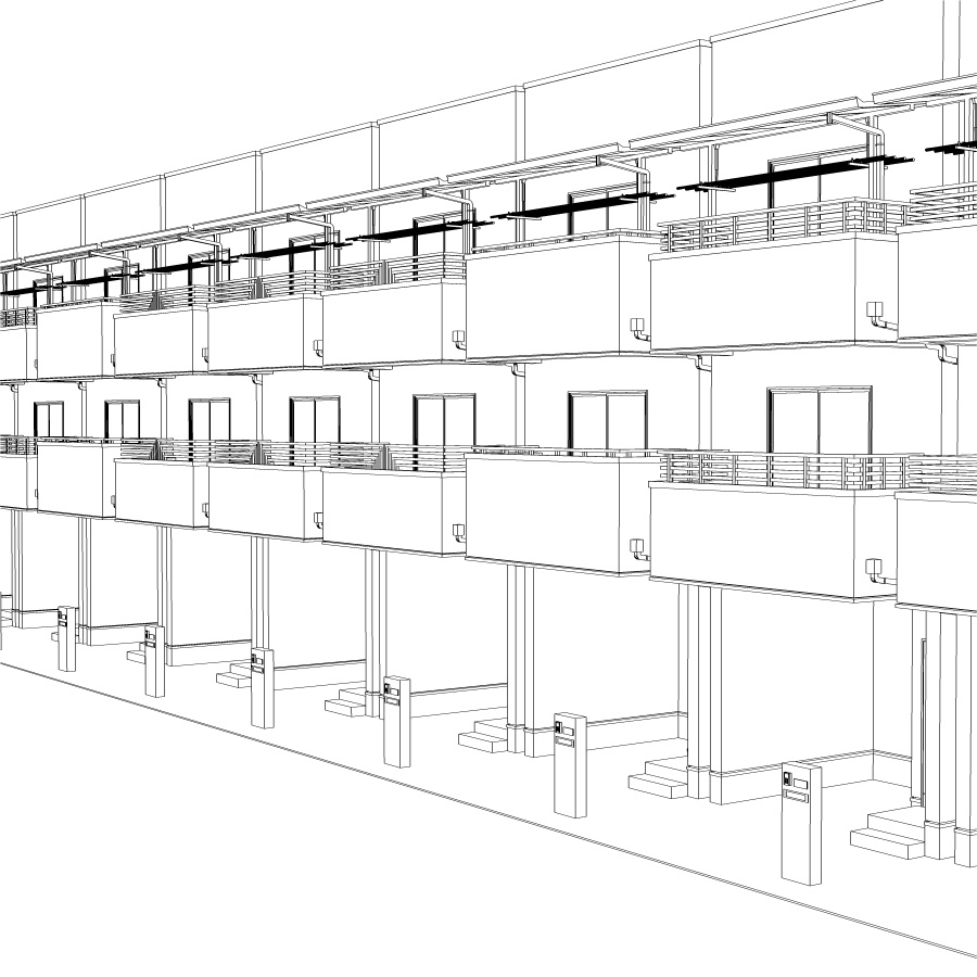 【3Dモデル】3階建て住宅【背景素材】