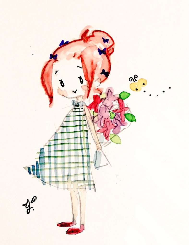 缶バッジ お花と女の子