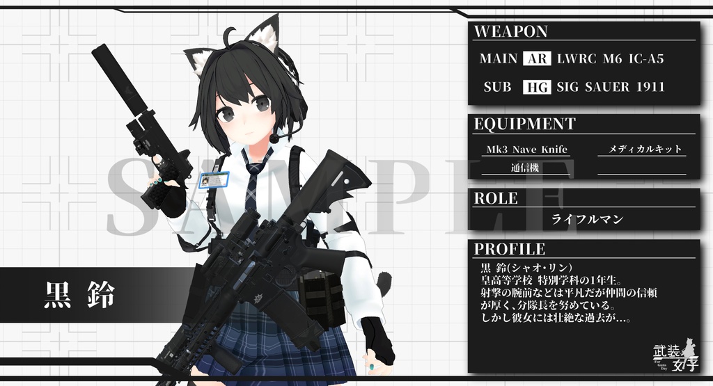 武装女子アバター向けソシャゲ図鑑風テンプレ