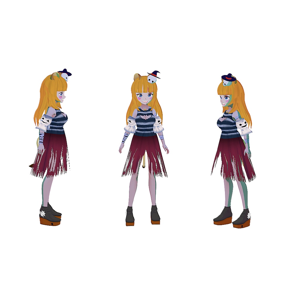 【VRoid用テクスチャ】ハロウィンゾンビワンピース&肌テクスチャ