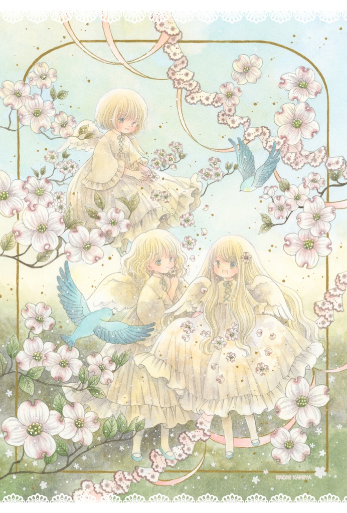 ポストカード　春再来　ハナミズキ