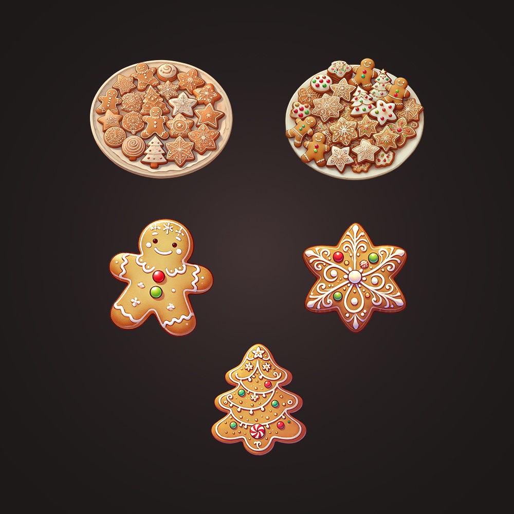 2Dアセットパック | クリスマスフードイラスト50種類