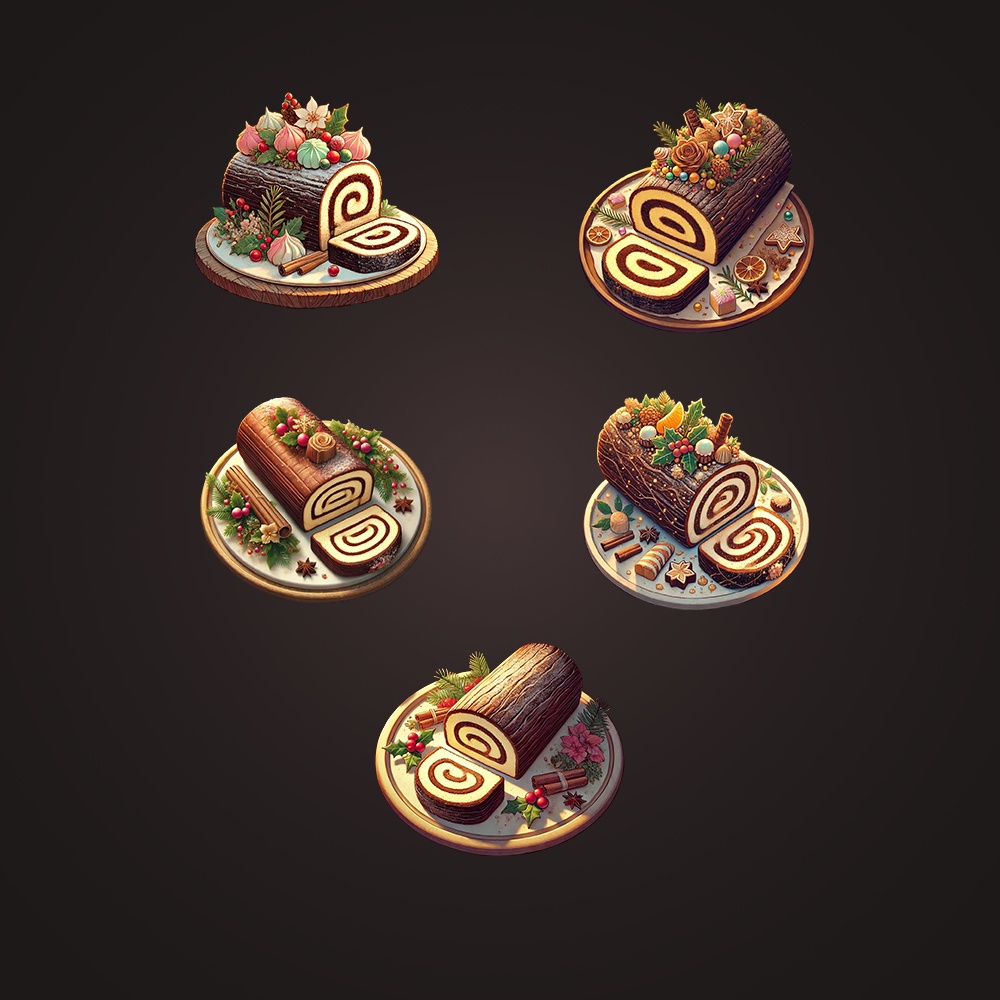 2Dアセットパック | クリスマスフードイラスト50種類