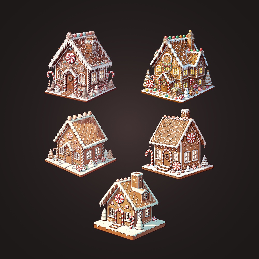 2Dアセットパック | クリスマスフードイラスト50種類