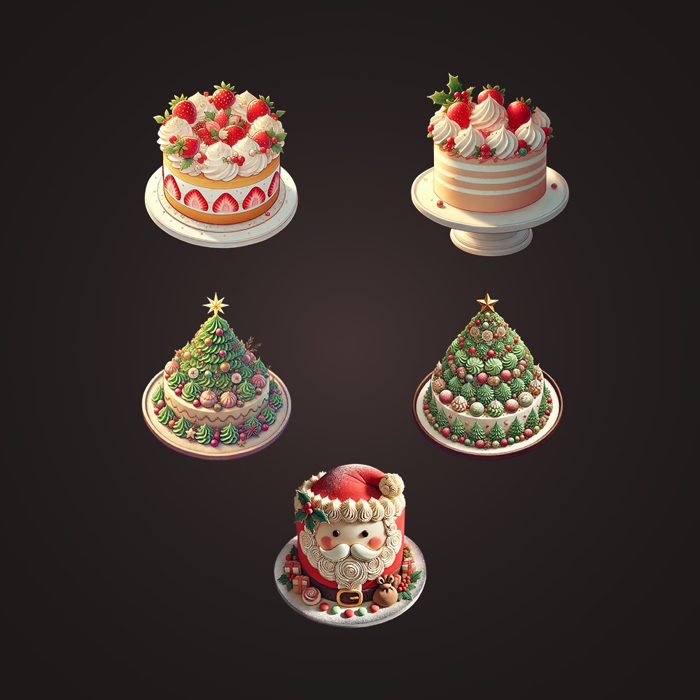 2Dアセットパック | クリスマスフードイラスト50種類