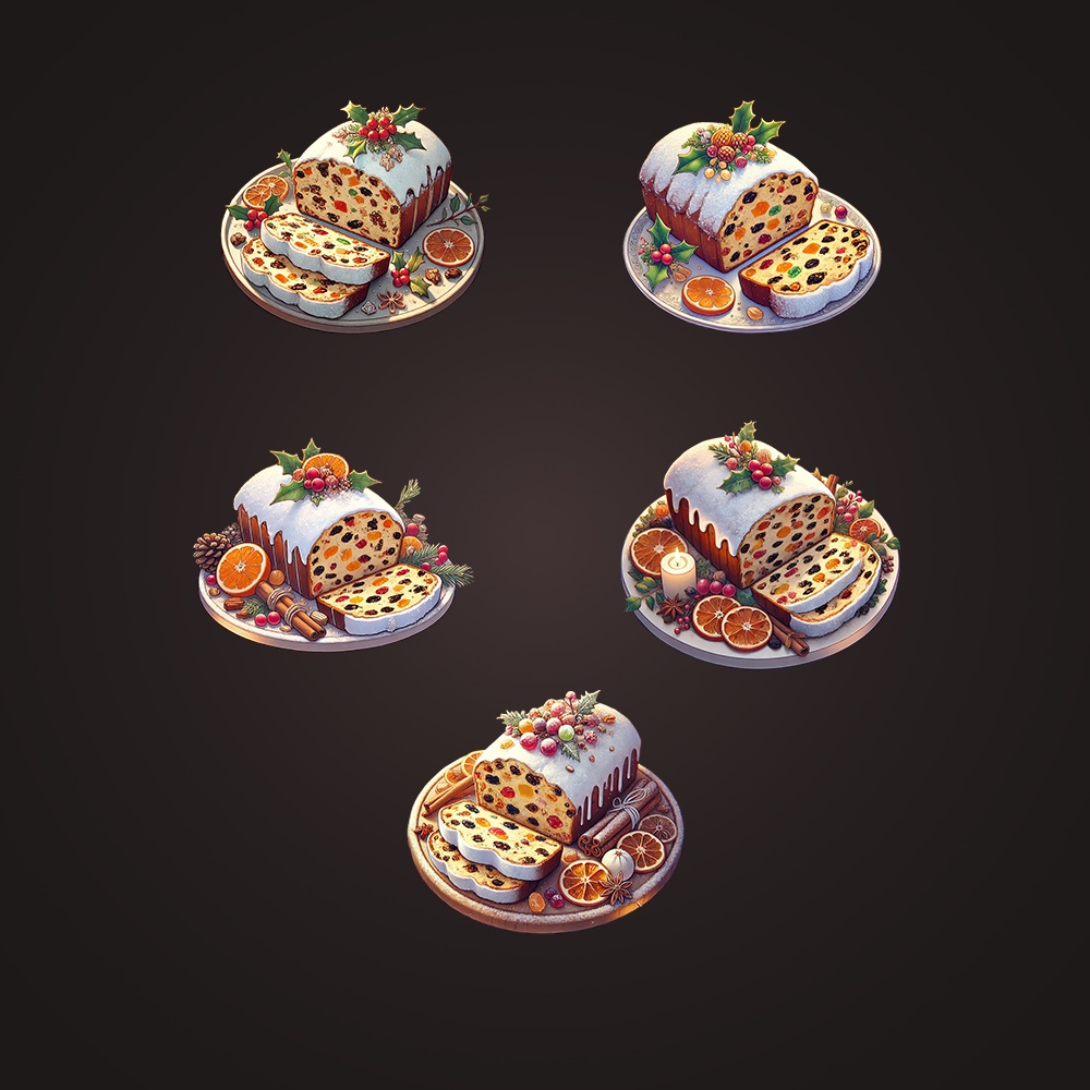 2Dアセットパック | クリスマスフードイラスト50種類