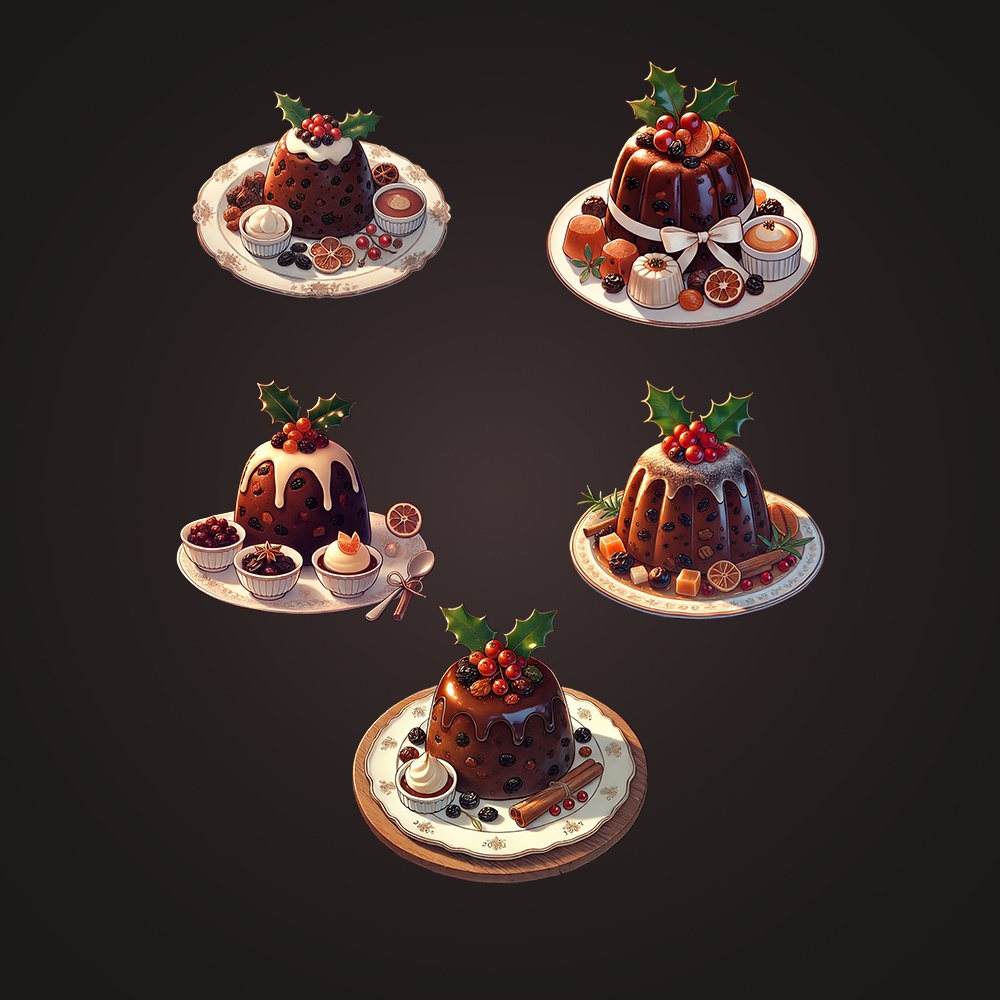 2Dアセットパック | クリスマスフードイラスト50種類