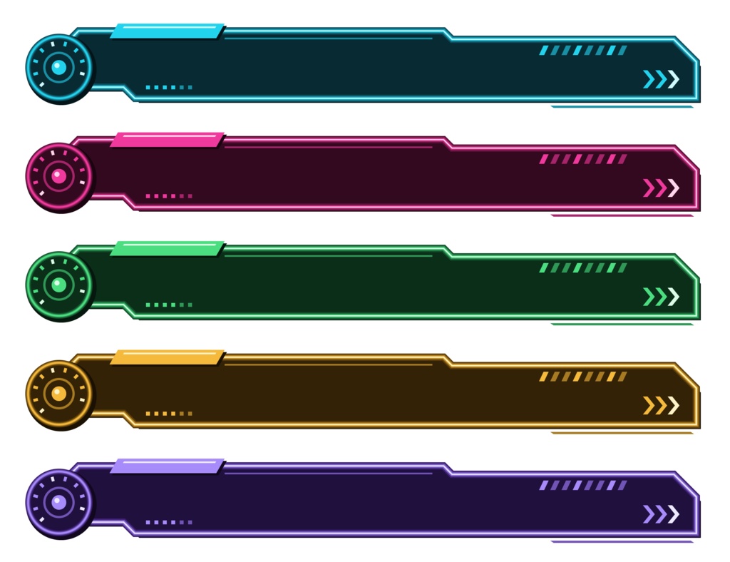 テロップ枠 サイバーHUD ゲージリング付きローサード 5色セット
