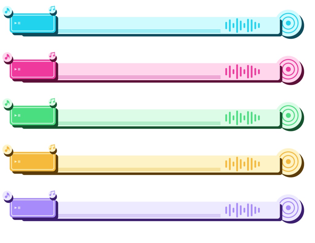 テロップ枠 音楽・オーディオスペクトラム風 5色セット（メンカラ対応）