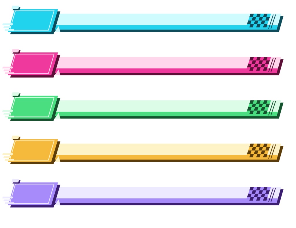 テロップ枠 スポーツ・レーシング風 チェッカー柄 5色セット（メンカラ対応）