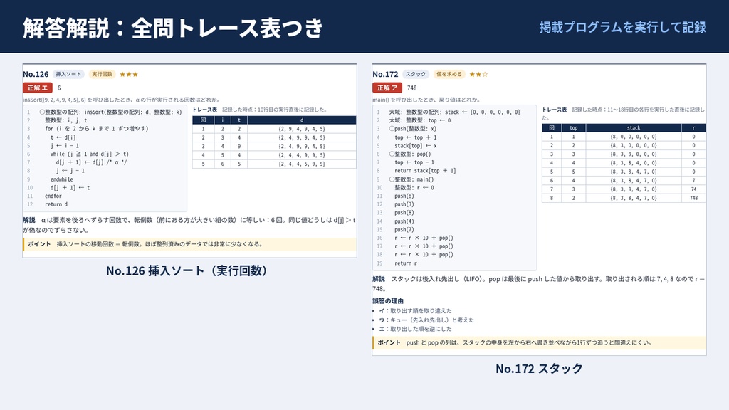 基本情報技術者 科目B 擬似言語トレースドリル200|全問トレース表つき解説・Excel自動採点・Anki付き【FE対策】