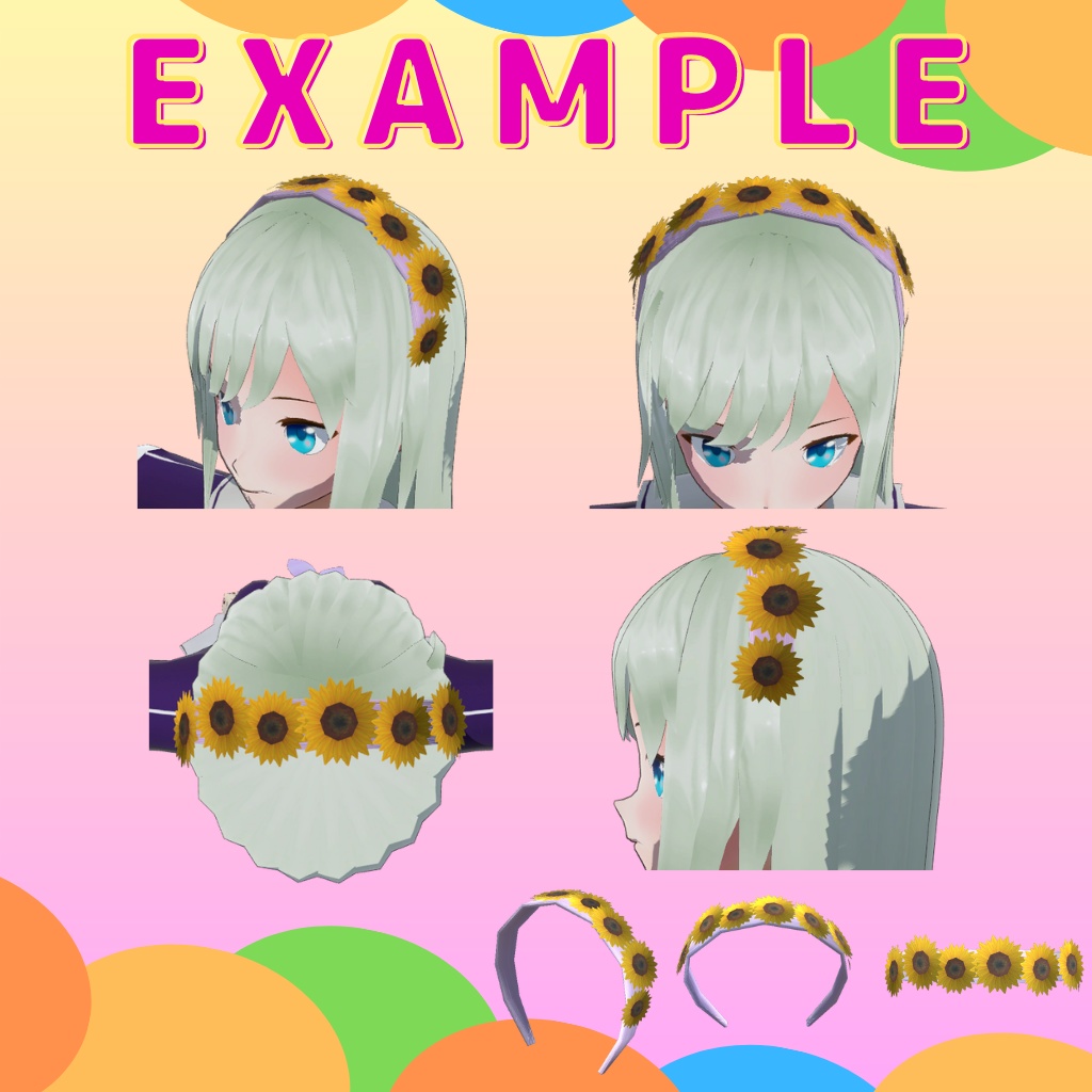 【3D】ひまわりカチューシャ【VRChat】