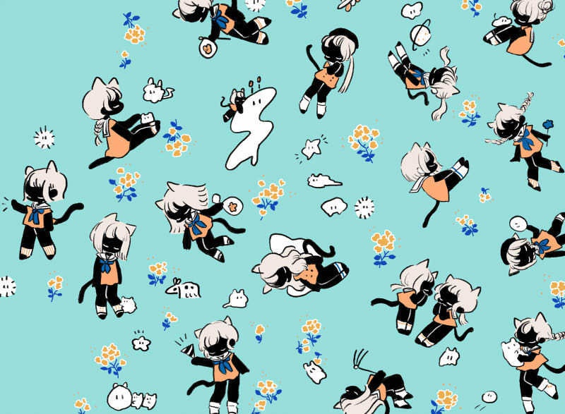 まろやかな黒ねこ/ light blue