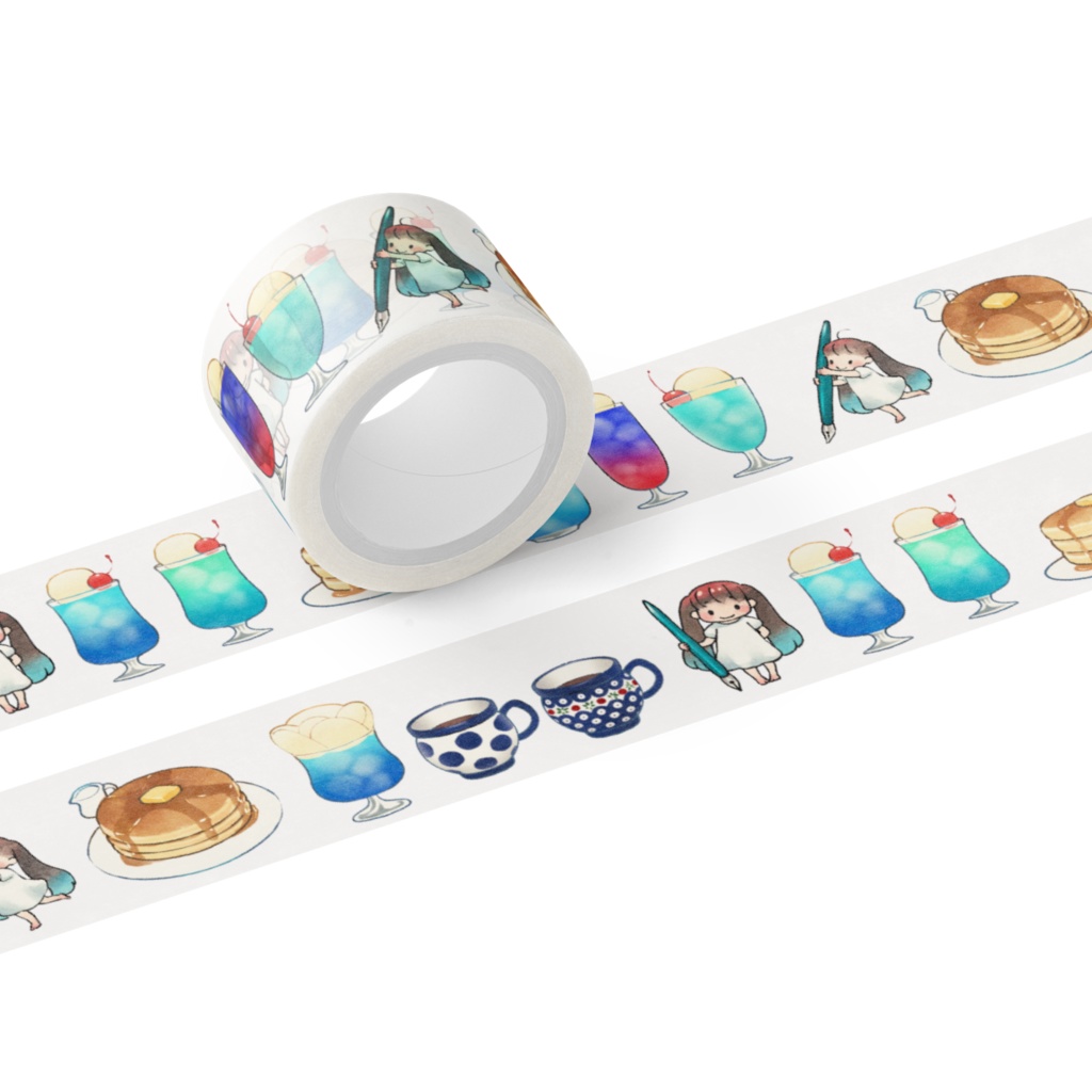 ぶんぐちゃんと軽食マスキングテープ