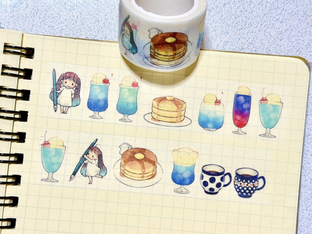 ぶんぐちゃんと軽食マスキングテープ