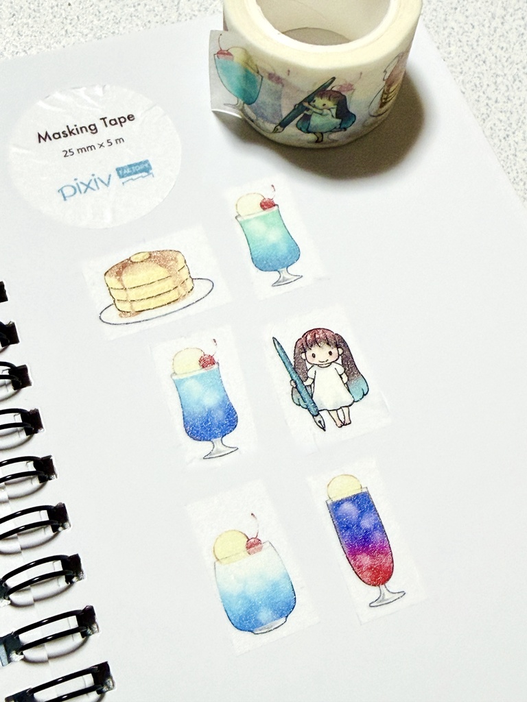ぶんぐちゃんと軽食マスキングテープ