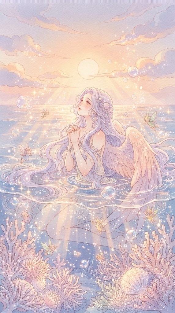 AIイラスト【水面に祈りを🪽🫧】ポストカード