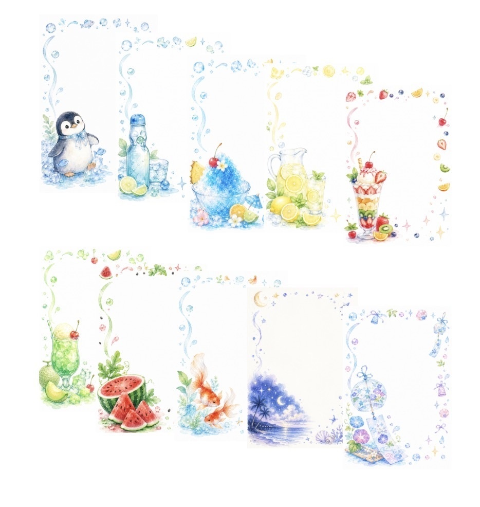 Summer Watercolor Postcard Collection