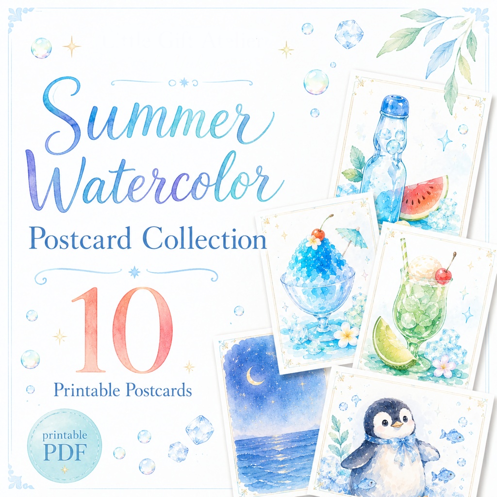 Summer Watercolor Postcard Collection