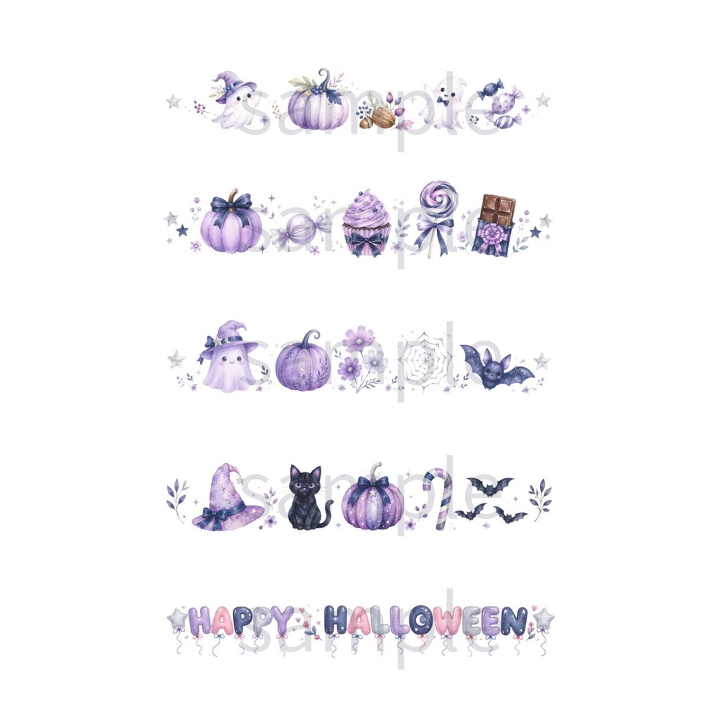 ハロウィン水彩デジタルマステ10柄セット|背景透過PNG・300dpi 【小規模商用利用可】
