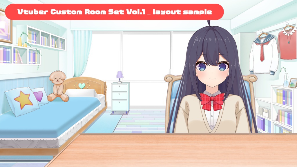 【Free】Vtuber Custom Room Set Vol.1【Background Created by Usanekomemory】