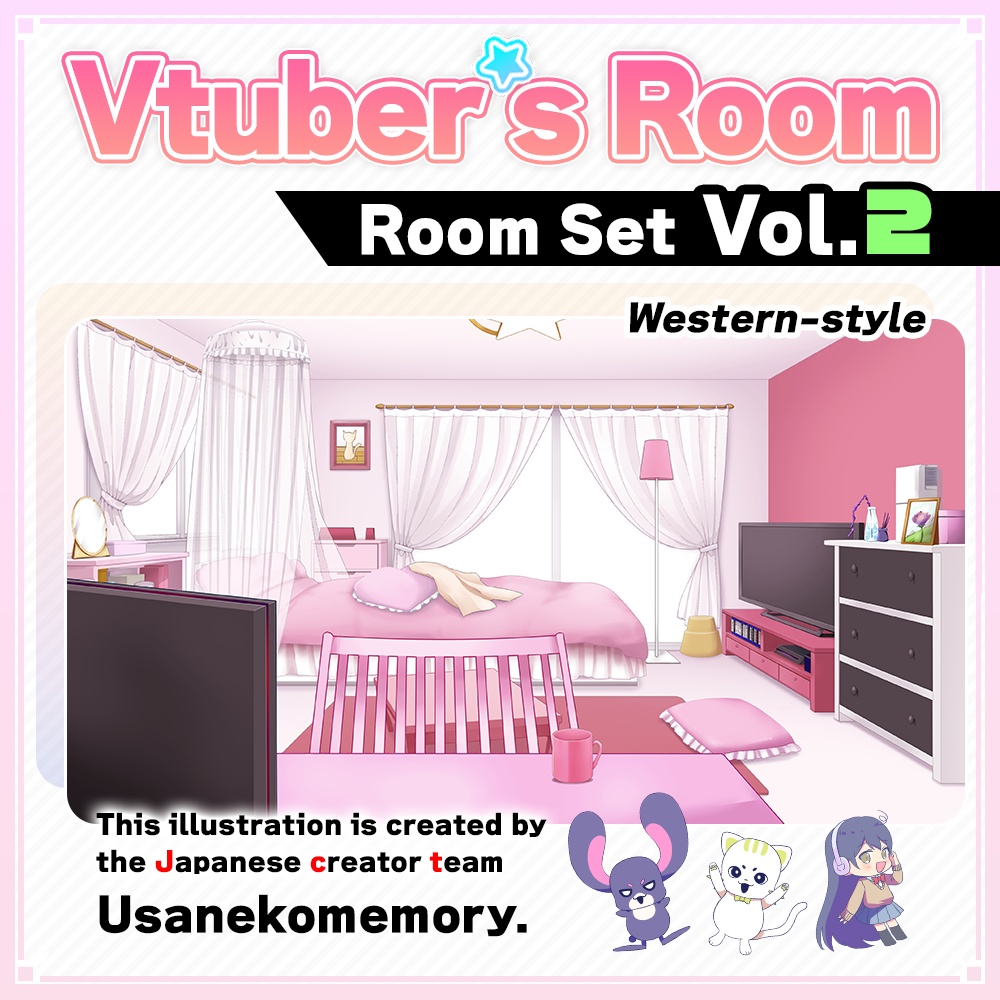 【Western style】Vtuber Custom Room Set Vol.2【Background Created by Usanekomemory】