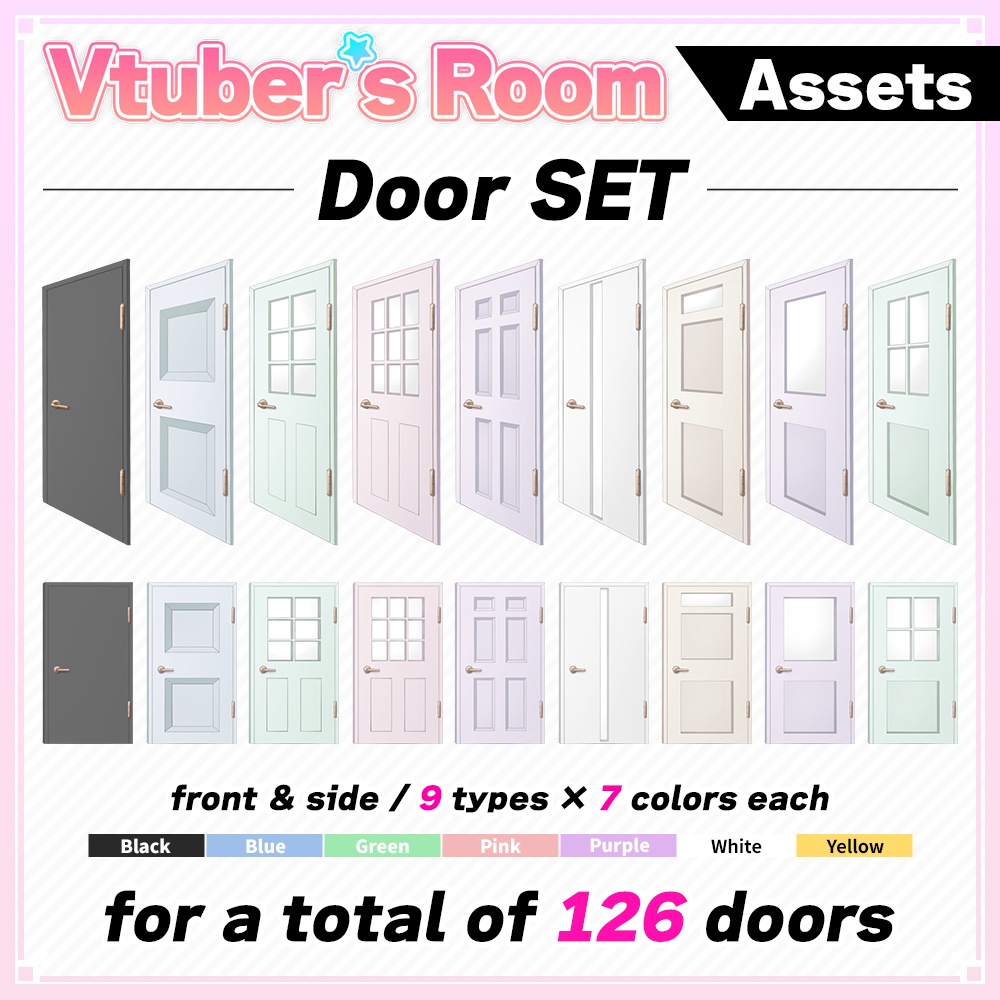 Door illustration assets【Vtuber's Room assets】