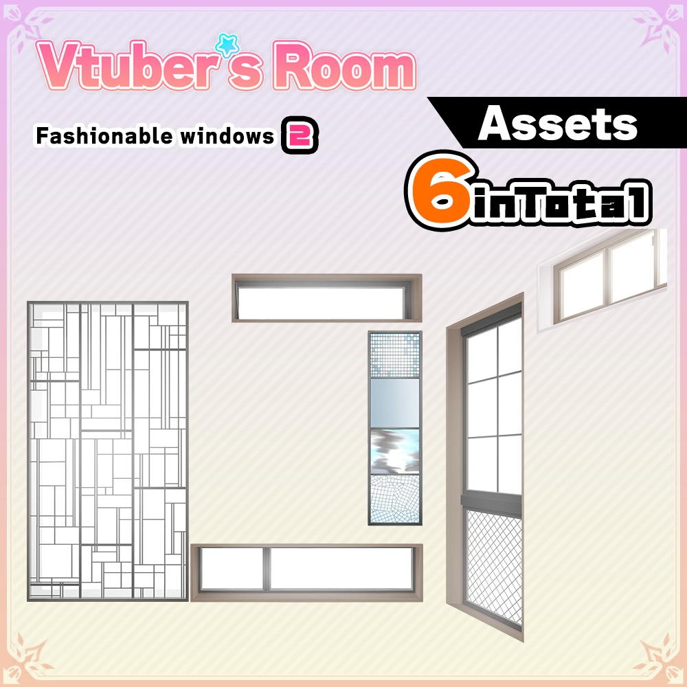 Fashionable windows illustration Vol.2【Vtuber's Room assets】