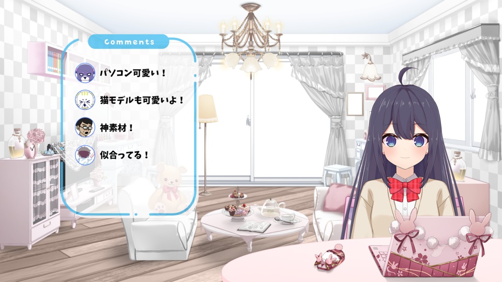 Laptop&computer mouse illustration【Vtuber's Room assets】