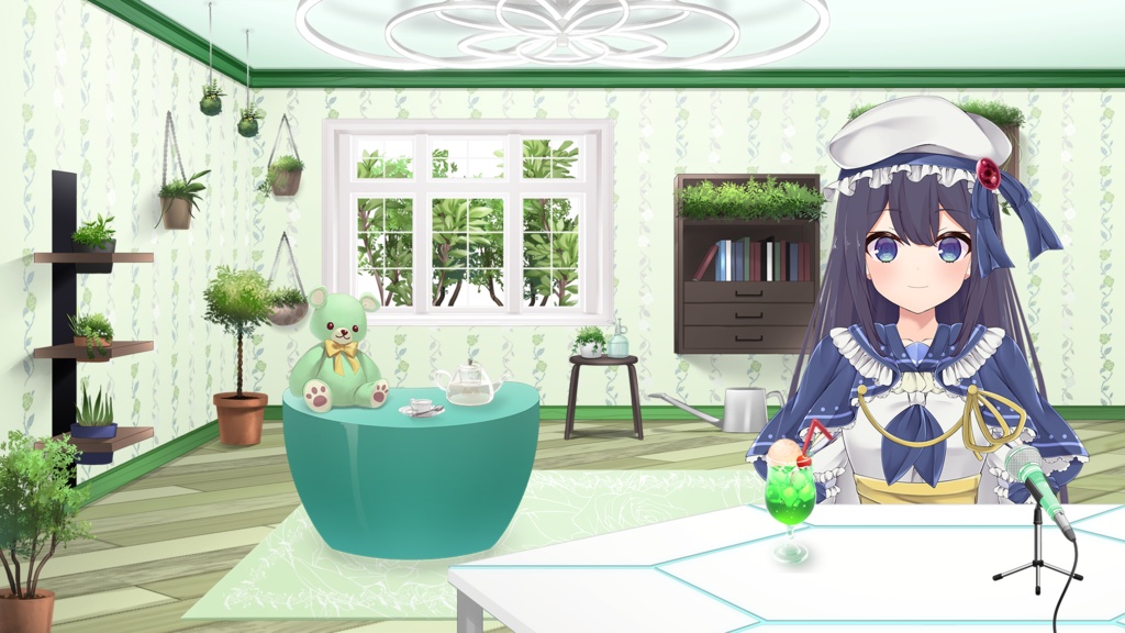 Fashionable desk set【Vtuber's Room assets】