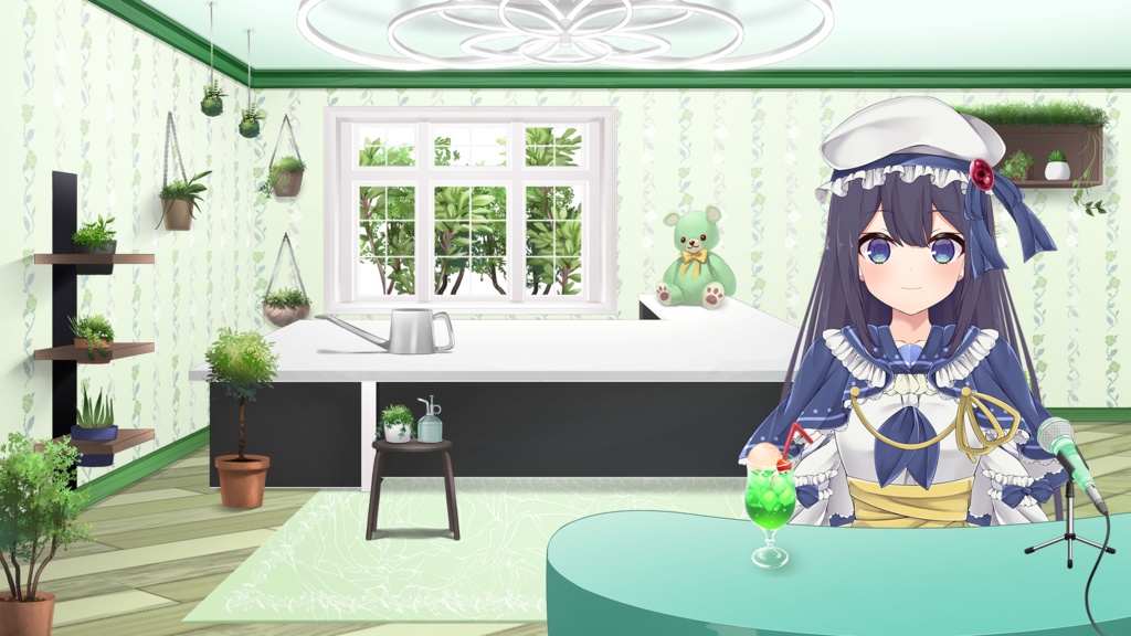 Fashionable desk set【Vtuber's Room assets】