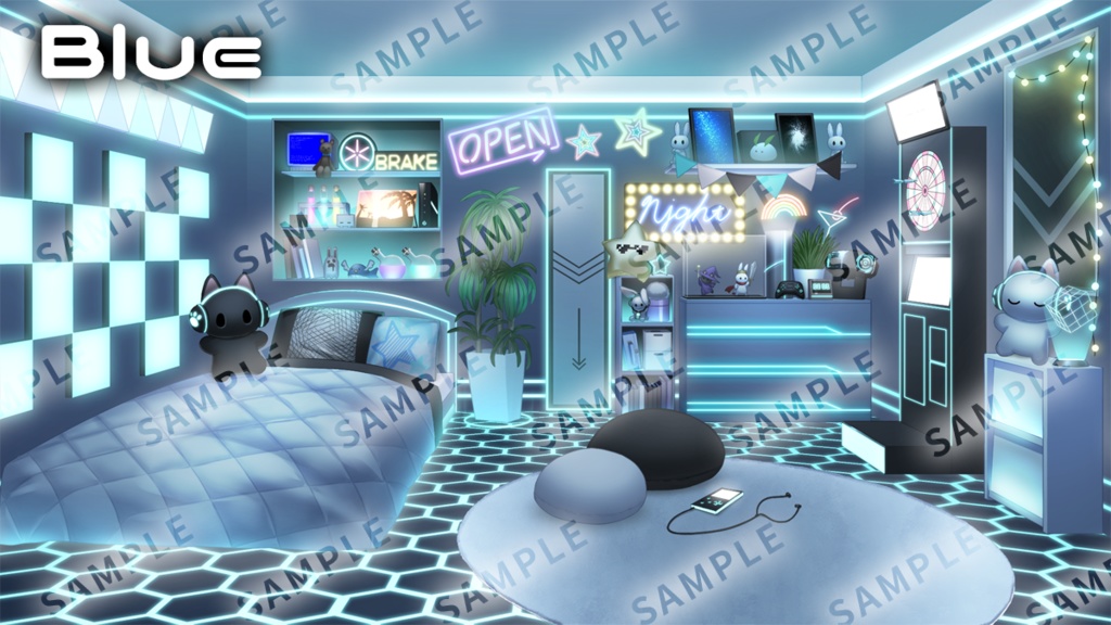 【Gaming&Cyber】Vtuber Custom Room Set Vol.8【Background Created by Usanekomemory】