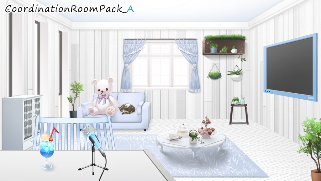 【Vtuber Custom】 Coordination room pack Vol.1【Background Created by Usanekomemory】