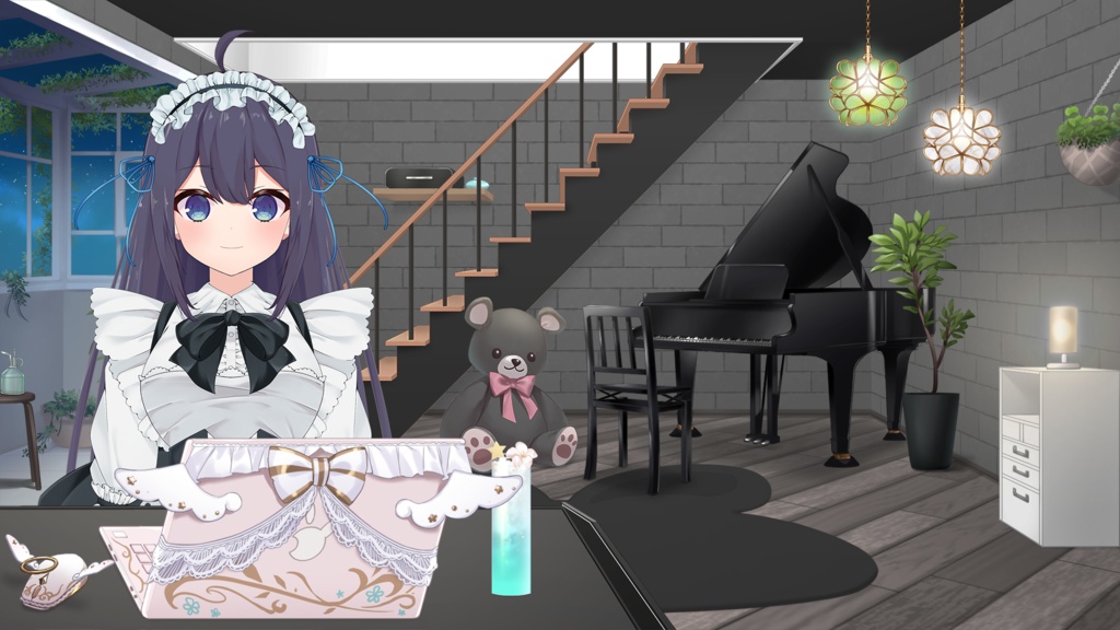 Stairs Set illustration【Vtuber's Room assets】