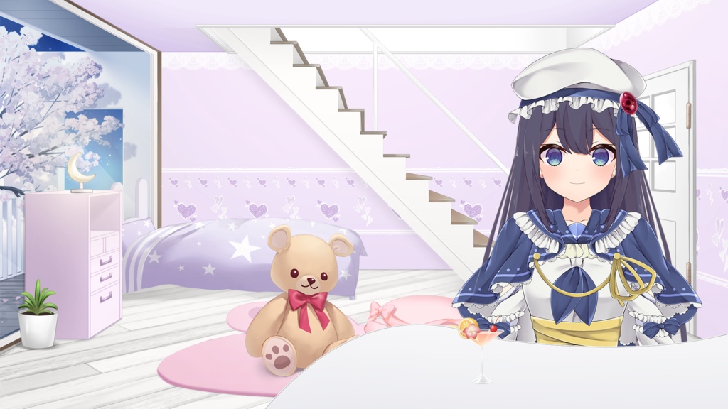 Stairs Set illustration【Vtuber's Room assets】