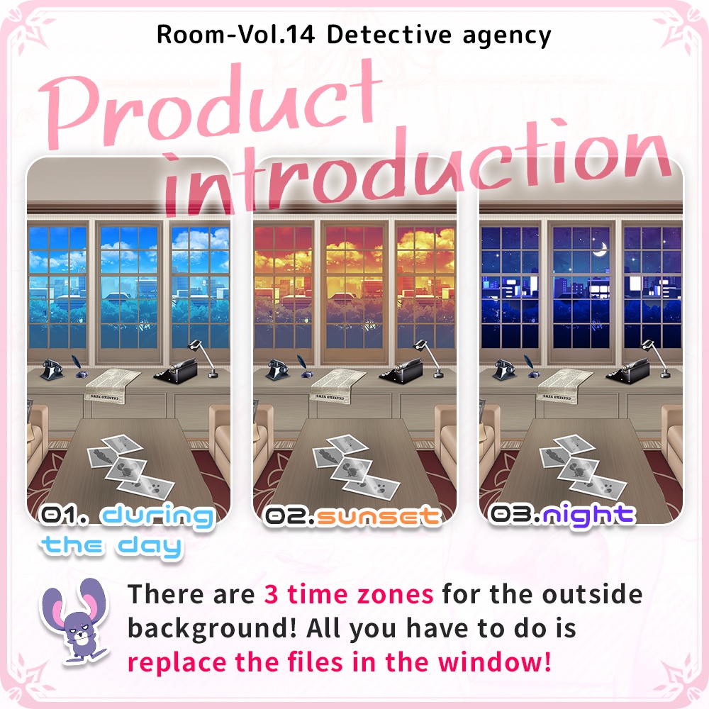 【Detective office】Vtuber Custom Room Set Vol.14【Background Created by Usanekomemory】