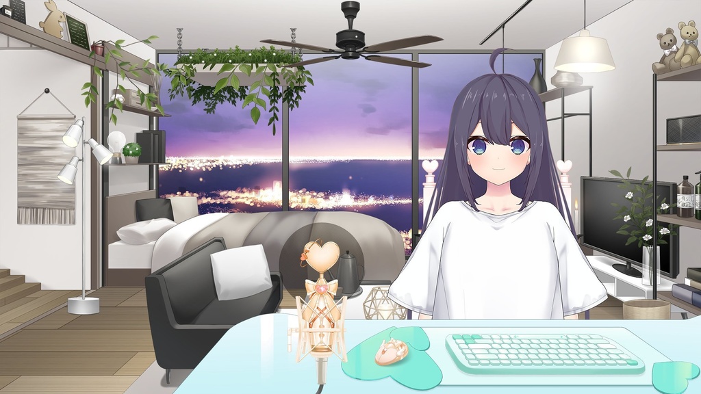 Streaming desk Set illustration【Vtuber's Room assets】