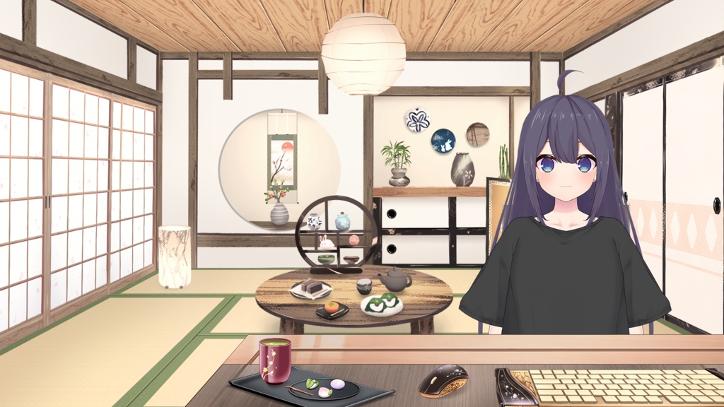 Streaming desk Set illustration【Vtuber's Room assets】