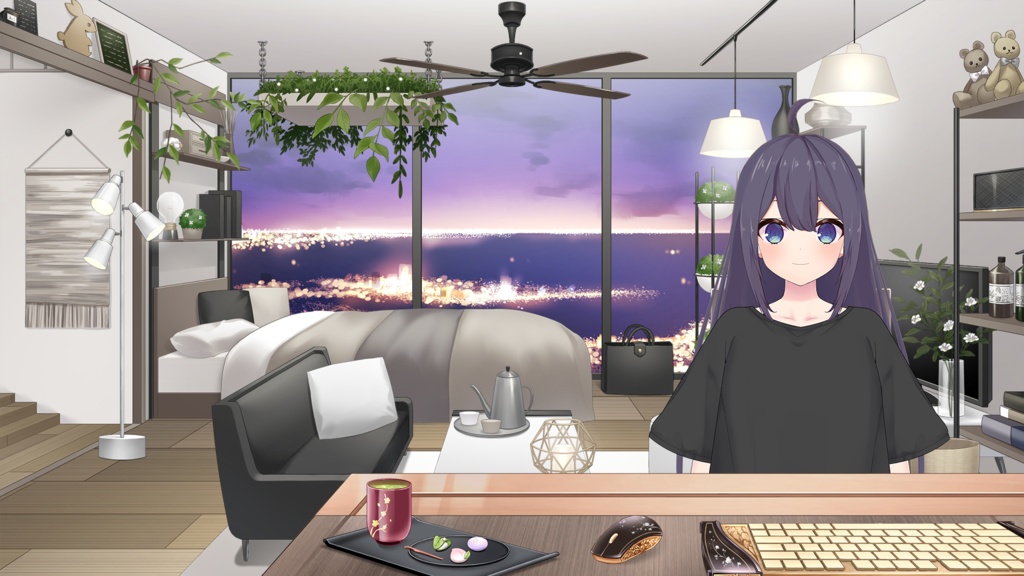 Streaming desk Set illustration【Vtuber's Room assets】