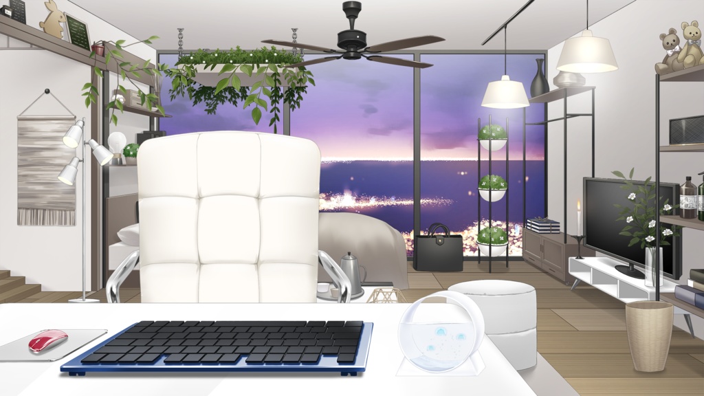 Streaming desk Set illustration【Vtuber's Room assets】