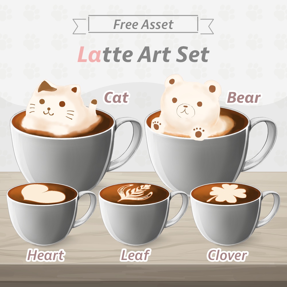 Latte Art Set illustration【Vtuber's Room assets】