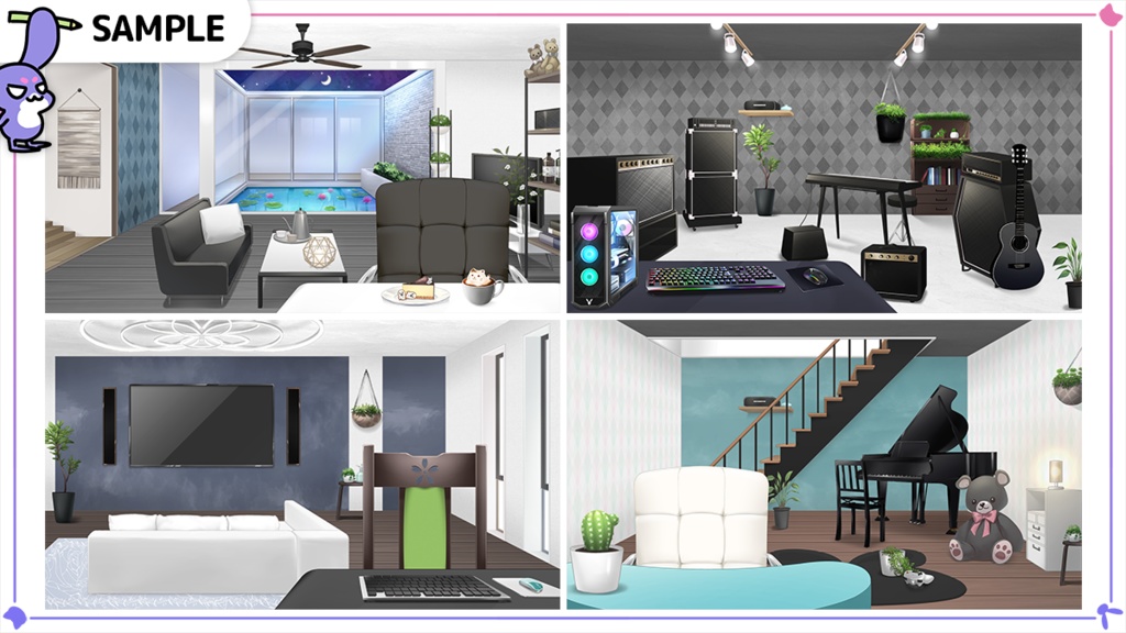 Wallpaper&Floor Vol.5 Set illustration【Vtuber's Room assets】