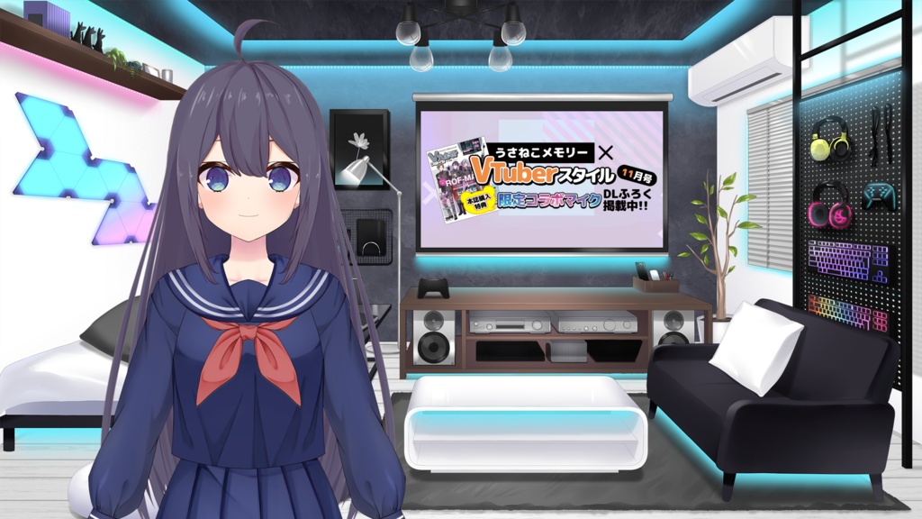 【Cyber】Vtuber Custom Room Set Vol.20【Background Created by Usanekomemory】