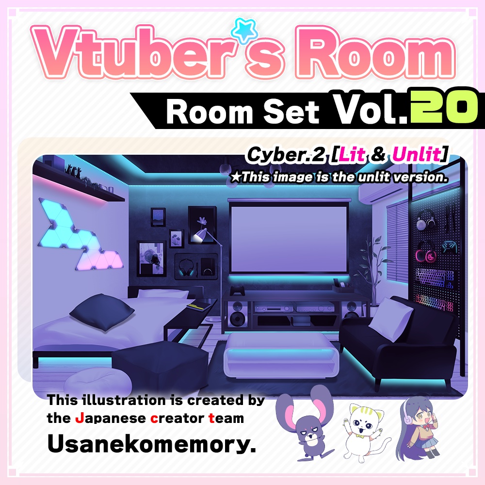 【Cyber】Vtuber Custom Room Set Vol.20【Background Created by Usanekomemory】