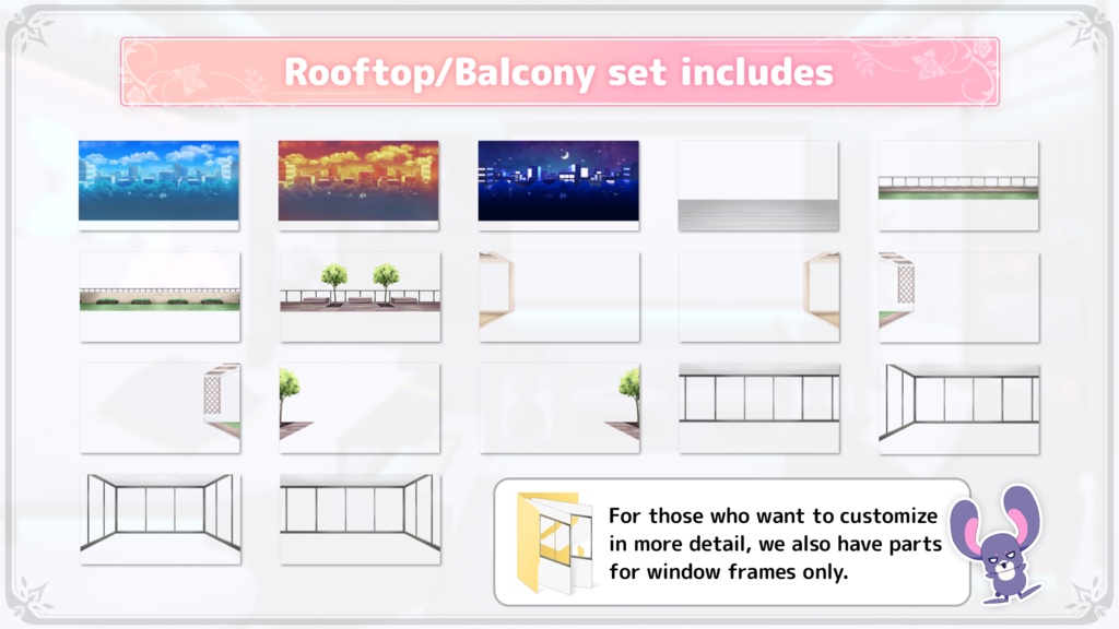 Rooftop balcony Set illustration【Vtuber's Room assets】