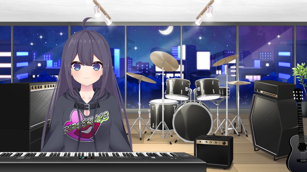 Rooftop balcony Set illustration【Vtuber's Room assets】