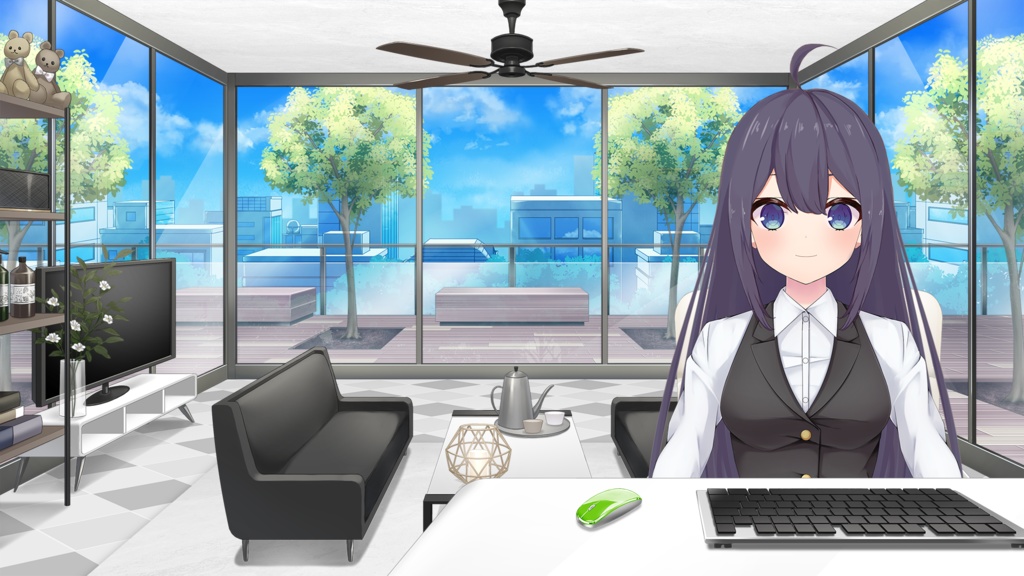 Rooftop balcony Set illustration【Vtuber's Room assets】