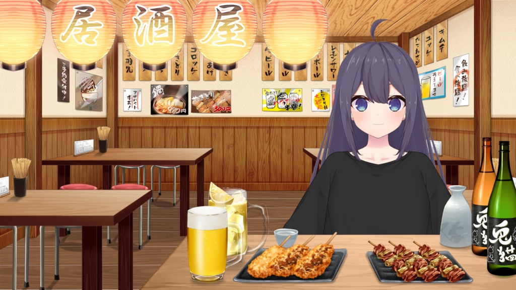 【Japanese gastropub】Vtuber Custom Room Set Vol.21【Background Created by Usanekomemory】