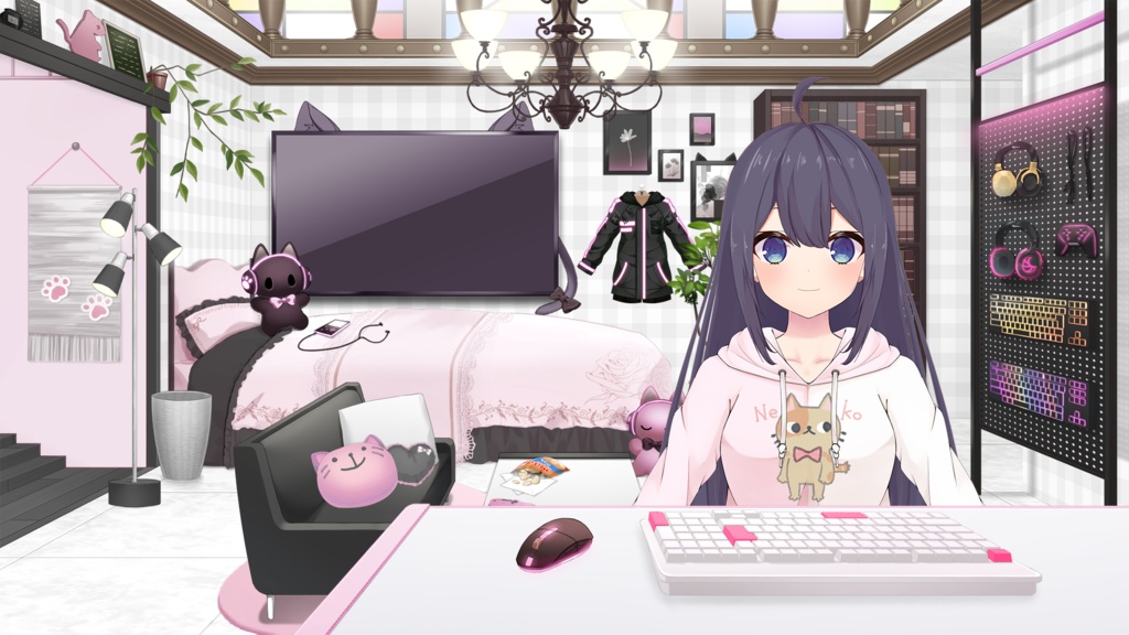 【Vtuber Custom】 Coordination room pack Vol.8【Background Created by Usanekomemory】